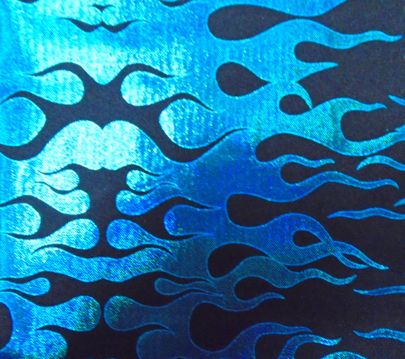 3.black-Turquoise Hologram Flame Print